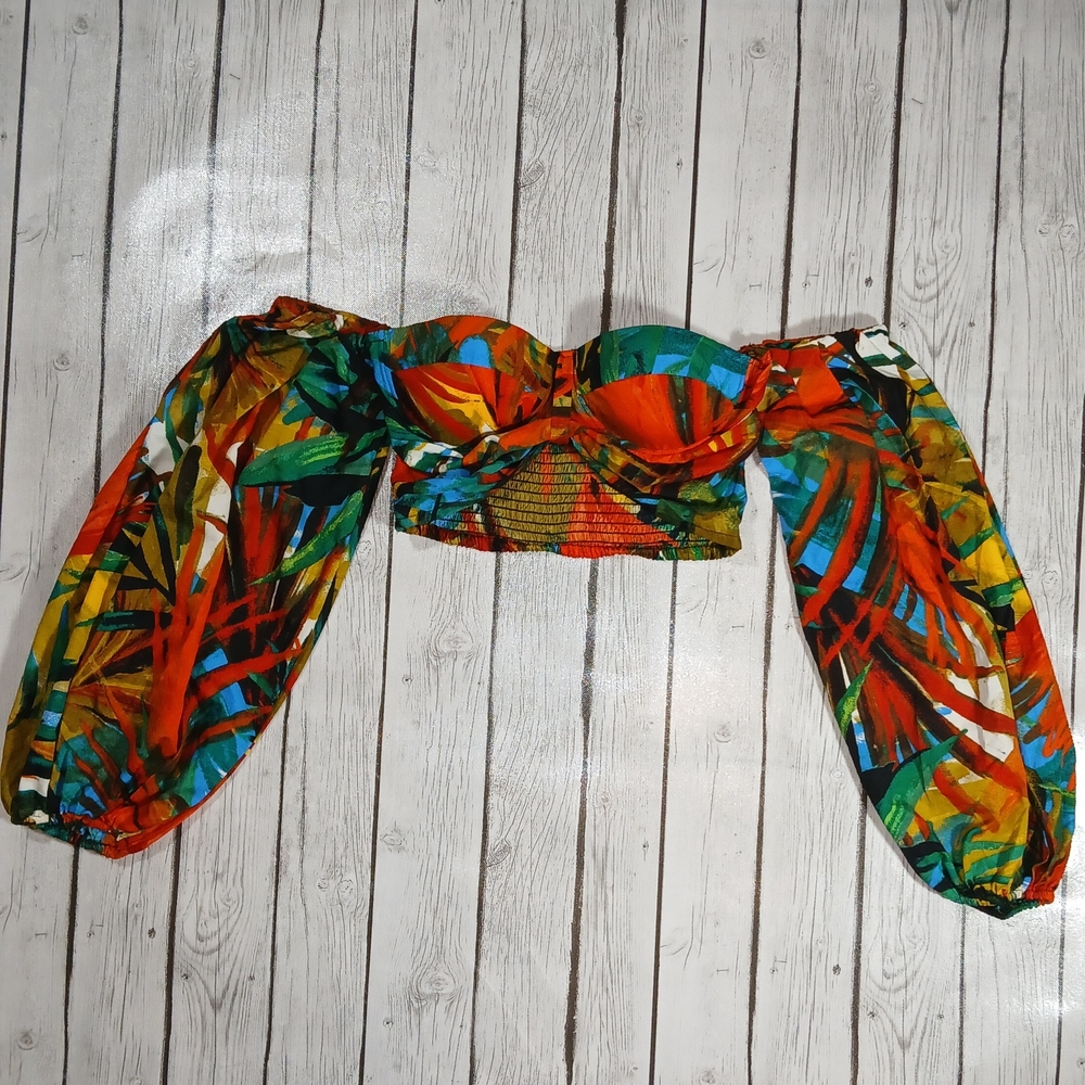 Live 4 Truth Multicolor Tropical Crop Top Size Small